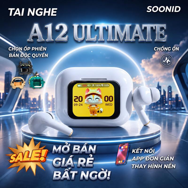Tai Nghe A12 Ultimate Kết Nối App, Full viền màn hình, Chống ồn ENC, Kháng…