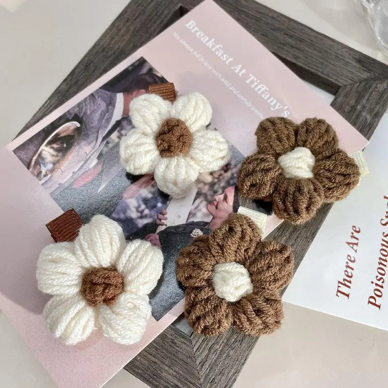 1Pc/4Pcs Cute cotton rope braided hairpin Girls flower Hair Clip New Sweet Hairpin Fashion Trend Barrettes Kids Hair Accessories