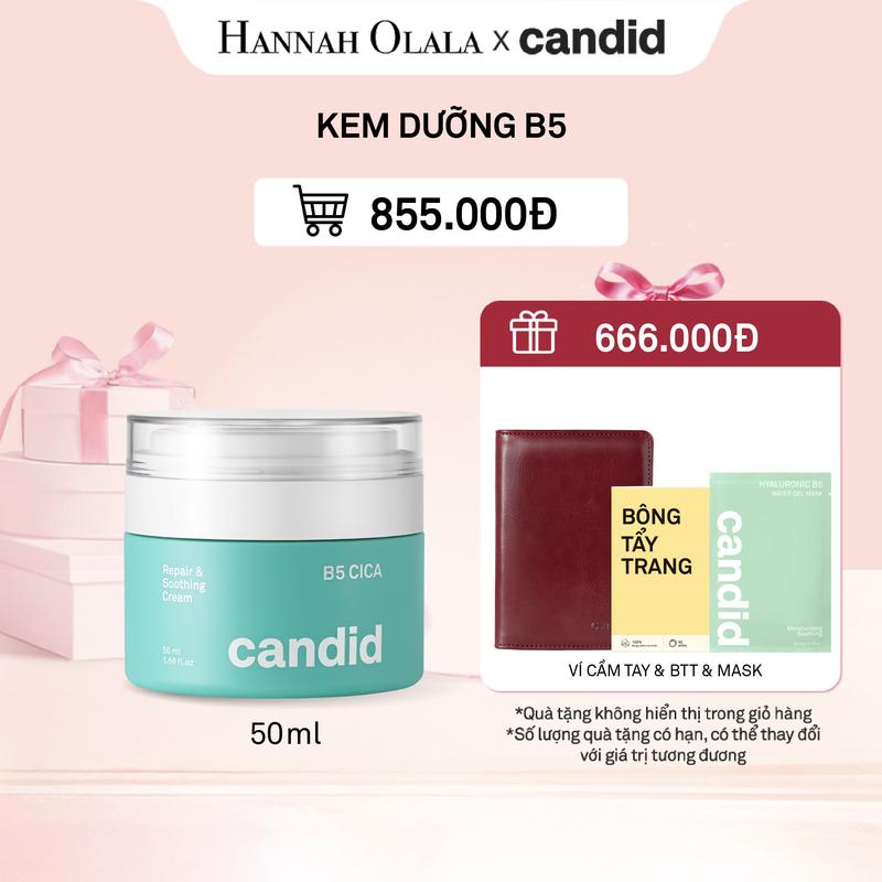 CANDID X HANNAH OLALA - KEM DƯỠNG ẨM PHỤC HỒI CANDID B5 CICA REPAIR AND SOOTHING CREAM 50ML