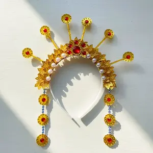 Bando Fashion Mahkota Teratai Enam Panjang Anting, Anak Hingga Dewasa | Cocok Untuk Acara Pentas Tari, Kartini, Pengantin Cilik, Karnaval Dan Acara Spesial Lainnya