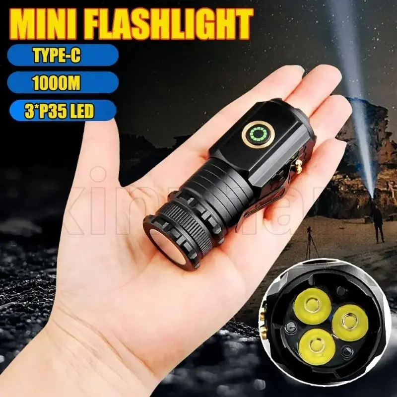 Đèn Pin Mini, Ngoài Trời, Siêu Sáng, Đèn Cắm Trại, Tầm Xa, Đa Năng, Thích Hợp Cho Mũ Và Câu Cá, Kiểu Vành