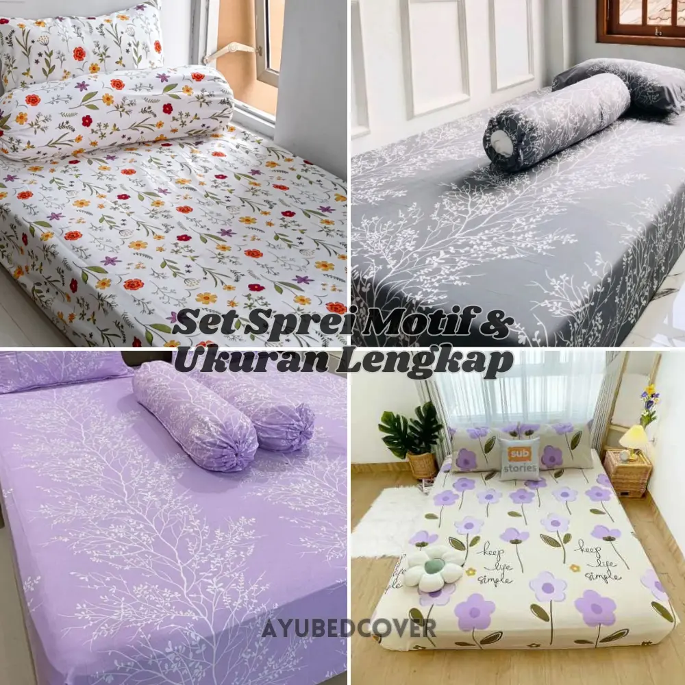 Set Sprei Motif Bunga Aesthetic Ukuran Terlengkap 180x200 160x200 200x200 120x200 90x200 - Ayu Bedcover