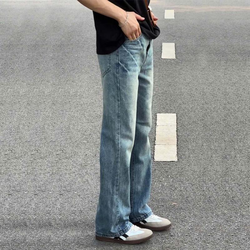 Quần Jean Ống Rộng Unisex Wash Loang Vintage Cá Tính, Form Loe Nhẹ Thời Trang Douyin Y2K, Jean Nam Nữ Dáng Rộng Dễ Phối Đồ