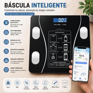 Balanza de grasa de peso inteligente, simple y práctica se puede conectar al teléfono móvil, muestra la grasa corporal, la masa muscular de la balanza de peso