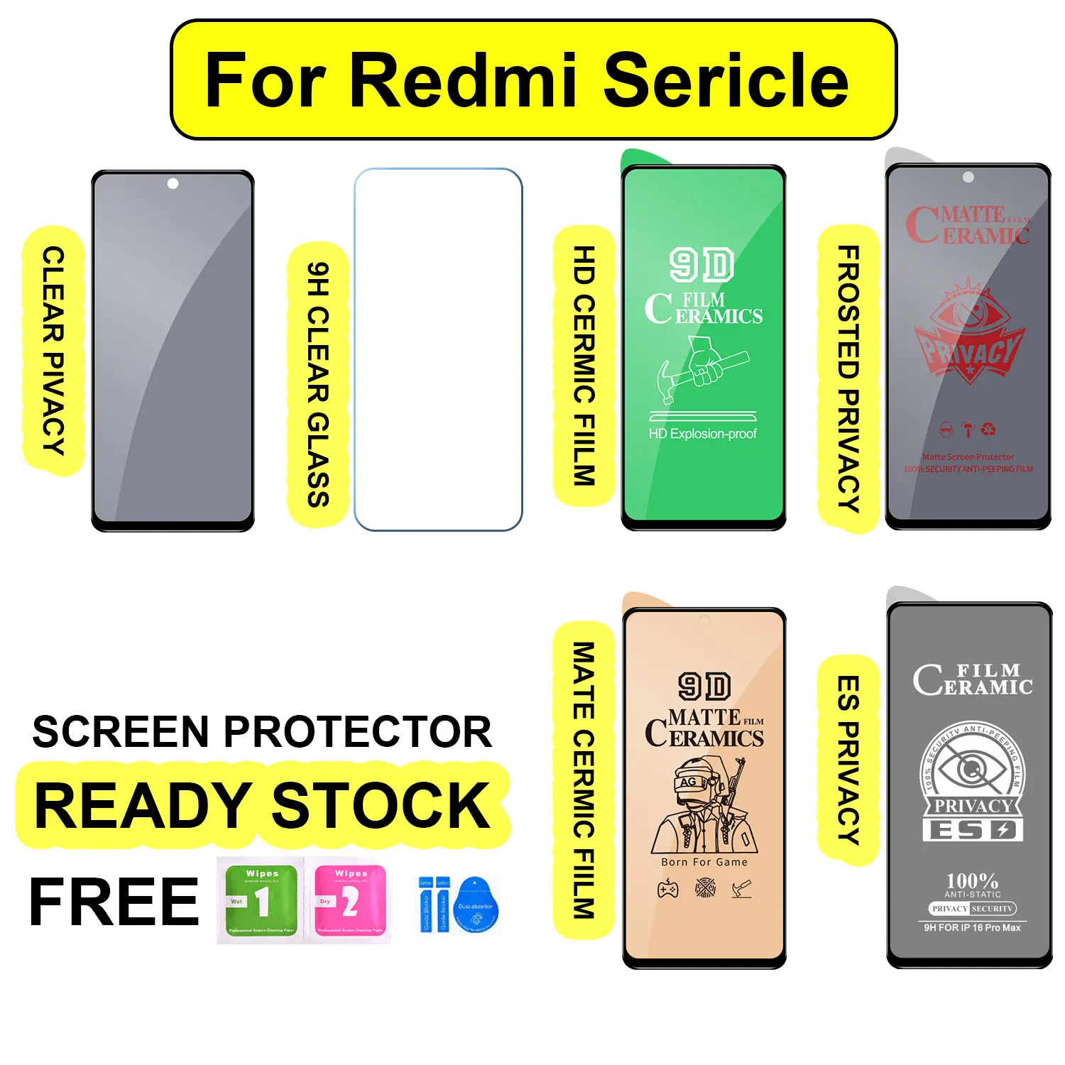 Tempered Glass For Redmi A3 A4 12 4G 13C 13 4G 14C Note 13 Pro 5G Xiaomi Poco C61 C75 Anti Privacy Matte Screen Protector