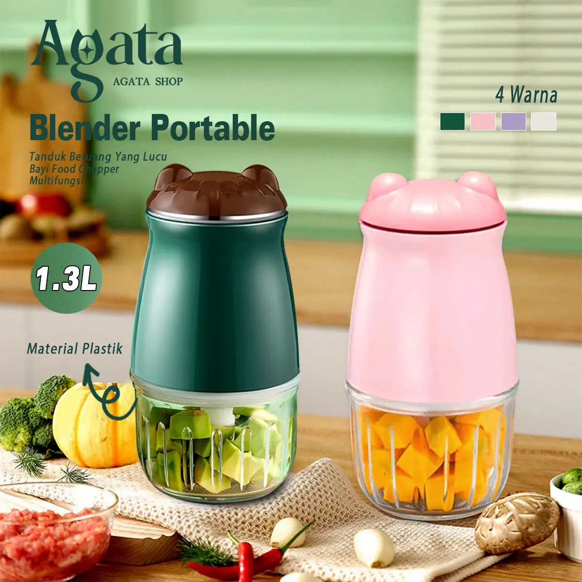 Blender Kapsul Beruang Portable Food Chopper Grinder Multifungsi Mixer - Blender 128