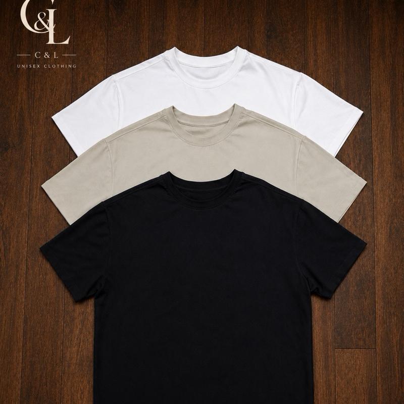 [DEAL MỞ BÁN GIẢM 29%]  Áo Thun Unisex C&L - Áo Thun Nam Cleanfit form relaxfit tôn dáng - Cotton 100% co giãn 4 chiều - Thiết Kế Đơn Giản Phù Hợp Mọi Dáng Người - Không ôm bó cơ thể, Thấm hút mồ hôi tốt , mát mẻ thoải mái