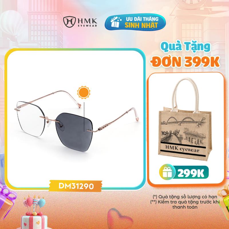 [0 ĐỘ] Kính Đổi Màu Chống Tia UV HMK Eyewear Gọng Khoan Thời Trang Unisex Nam Nữ Trendy Bảo Vệ Mắt - DM31290