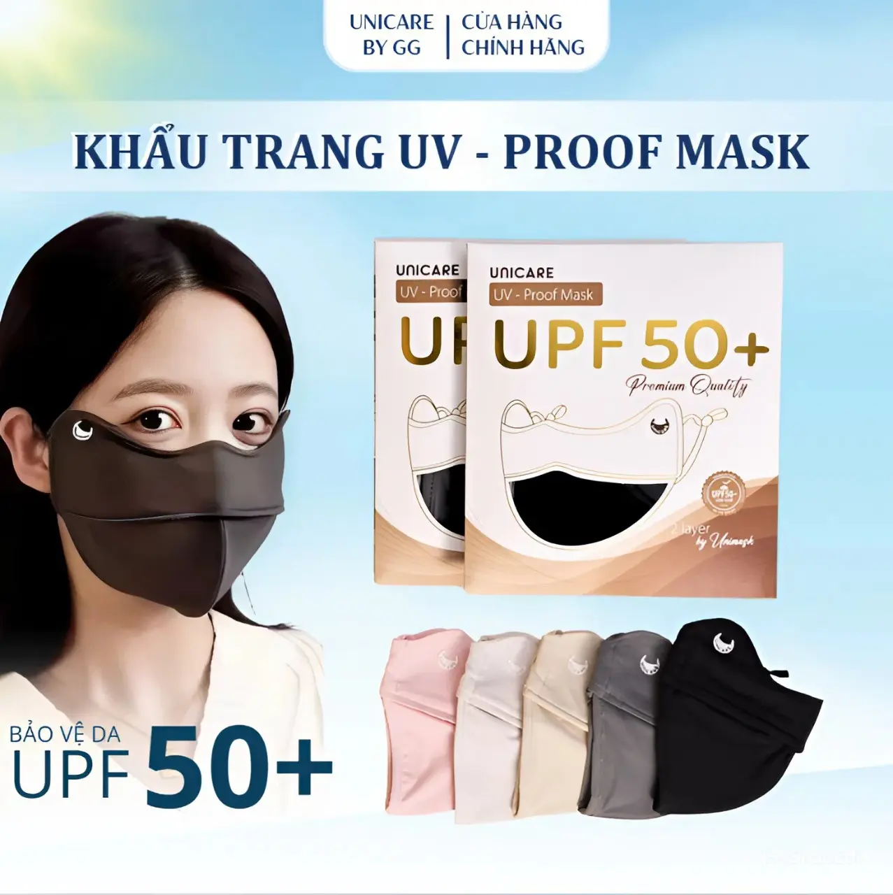 [ SALE ĐÓN HÈ ] Khẩu Trang UV-Proof Unicare Có Gọng | Lụa Băng Mềm Mát | Chống Nắng Che Mặt | Siêu Thoáng Khí