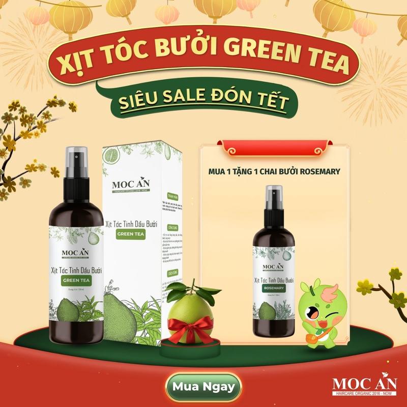  Xịt Dưỡng Tóc Tinh Dầu Bưởi Trà Xanh  Green Tea  Mộc Ân Haircare 120ml 