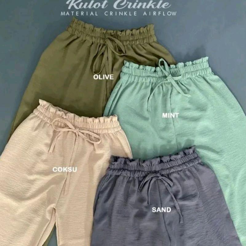 celana kulot crincle cewek Santai Mini Polos Panjang 1
