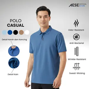 (AESE) Kaos Polo Kerah Casual Atasan Lengan Pendek Bahan Poliester Sorona Premium Semi Formal 6002 Antibakteri 5A Menyerap Kelembapan