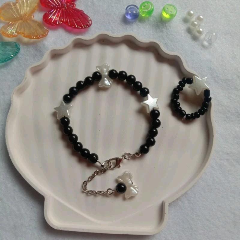 Set Gelang dan Cincin Lusinan 12+12 pcs dengan Manik Gelang dan Cincin 2