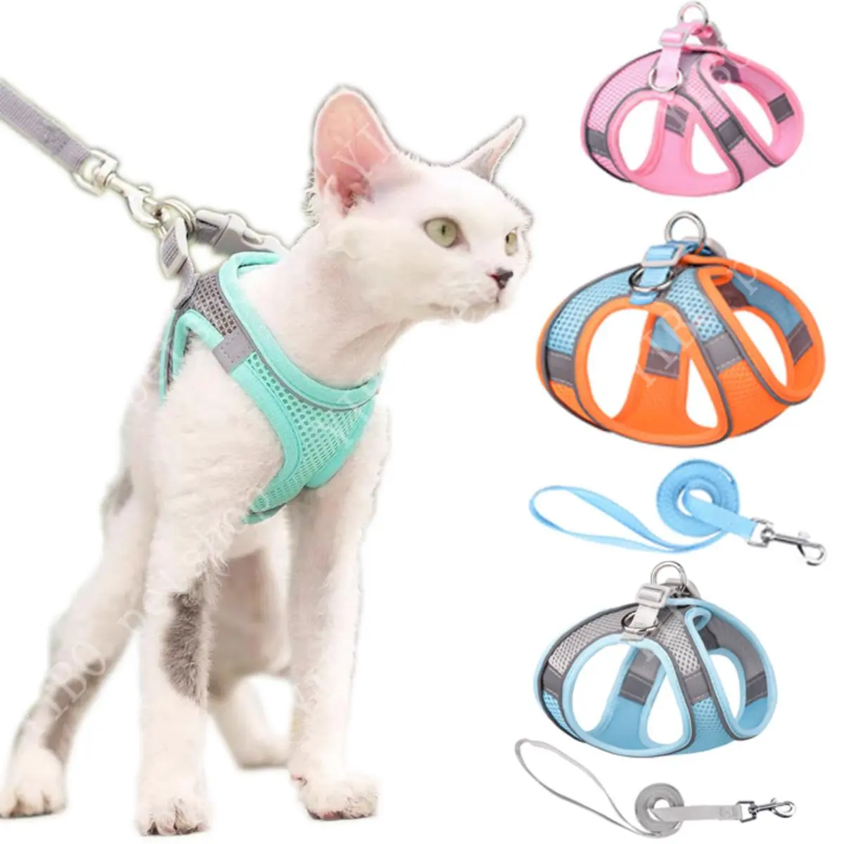 Pet Cat harness and leash Set Reflective Breathable Harness for cats Adjustable Comfort Dog harness for Kitten Pet supplies