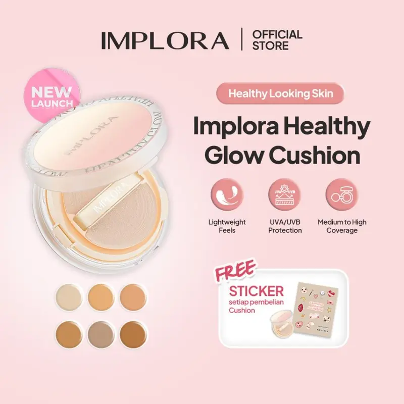 IMPLORA Healthy Glow Cushion 13gr - Lightweight Feels | UVA/UVB Protection | Medium To High Coverage Concealer Foundation 5