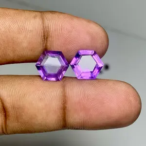 Natural Amethyst Batu Kecubung ungu Purple amethyst 2pcs pair amethyst Buat anting