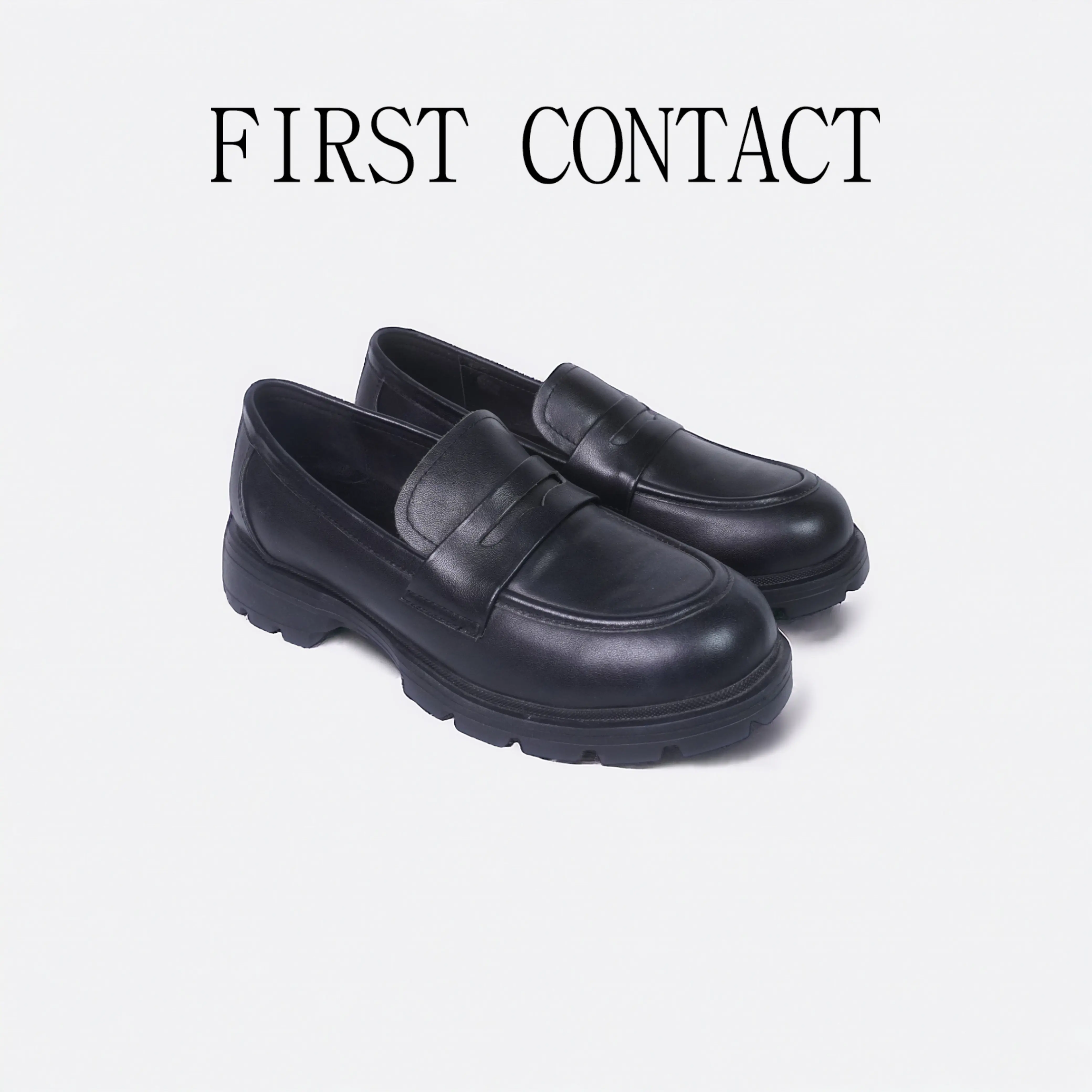 First Contact Sepatu Pantofel Oxford Wanita Japan Elan Black Kulit Asli Coquette Pesta