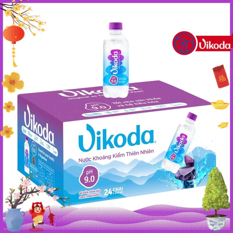 Thùng 24 Chai Nước Khoáng ion Kiềm Thiên Nhiên Vikoda 350ml - Giàu và bổ sung vi khoáng tự nhiên từ nguồn Đảnh Thạnh