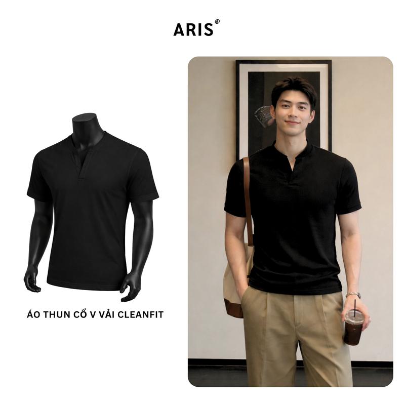 [DEAL MỞ BẢN] Áo thun cổ V cleanfit crop ARIS.STU chất liệu cotton 4 chiều vải em bé mềm mịn basic nam nữ AT18