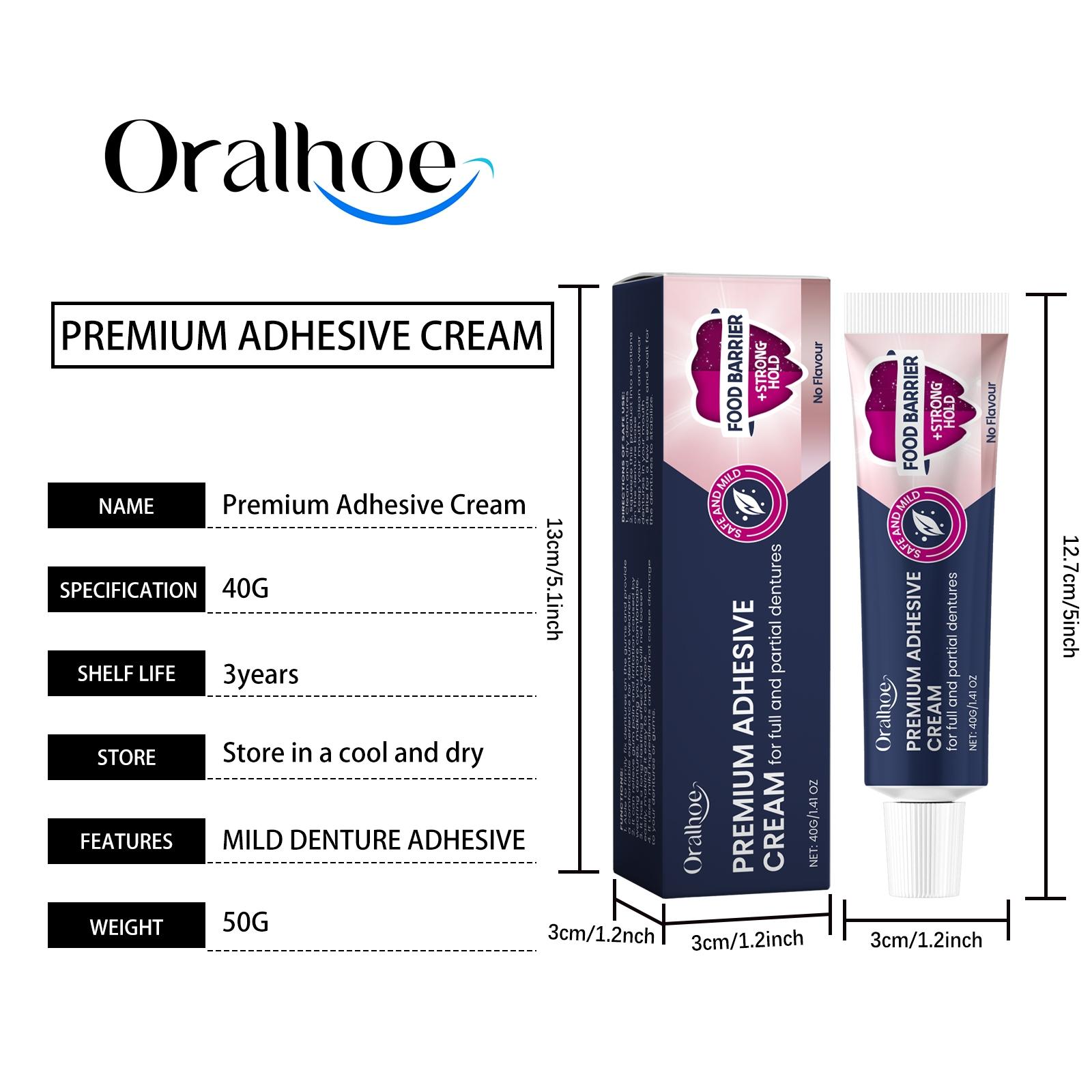 Oralhoe Perekat Gigi Palsu 40g Premium Adhesive Cream Long-Lasting Denture Fixing Adhesive Improve Comfort Denture Care Products