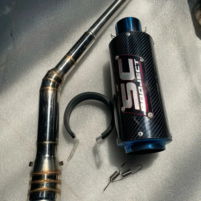 Knalpot sc procejt blue carbon fulset untuk Montor vixion cbr150 new cbr 150 old Byson Xsr Sonic Jupiter mx satria fu mx king dll 5
