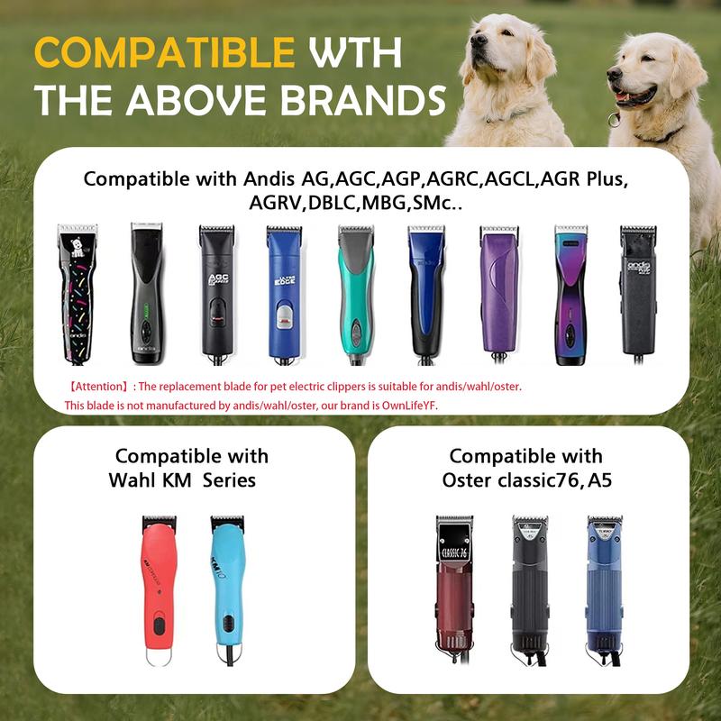 Product Introduction of #50 Golden Detachable Pet Dog Grooming Steel blade Fit For Andis,Oster A5 & 76 ,Wahl KM Animal Clippers,cut length 1/125-Inch,0.2mm 8