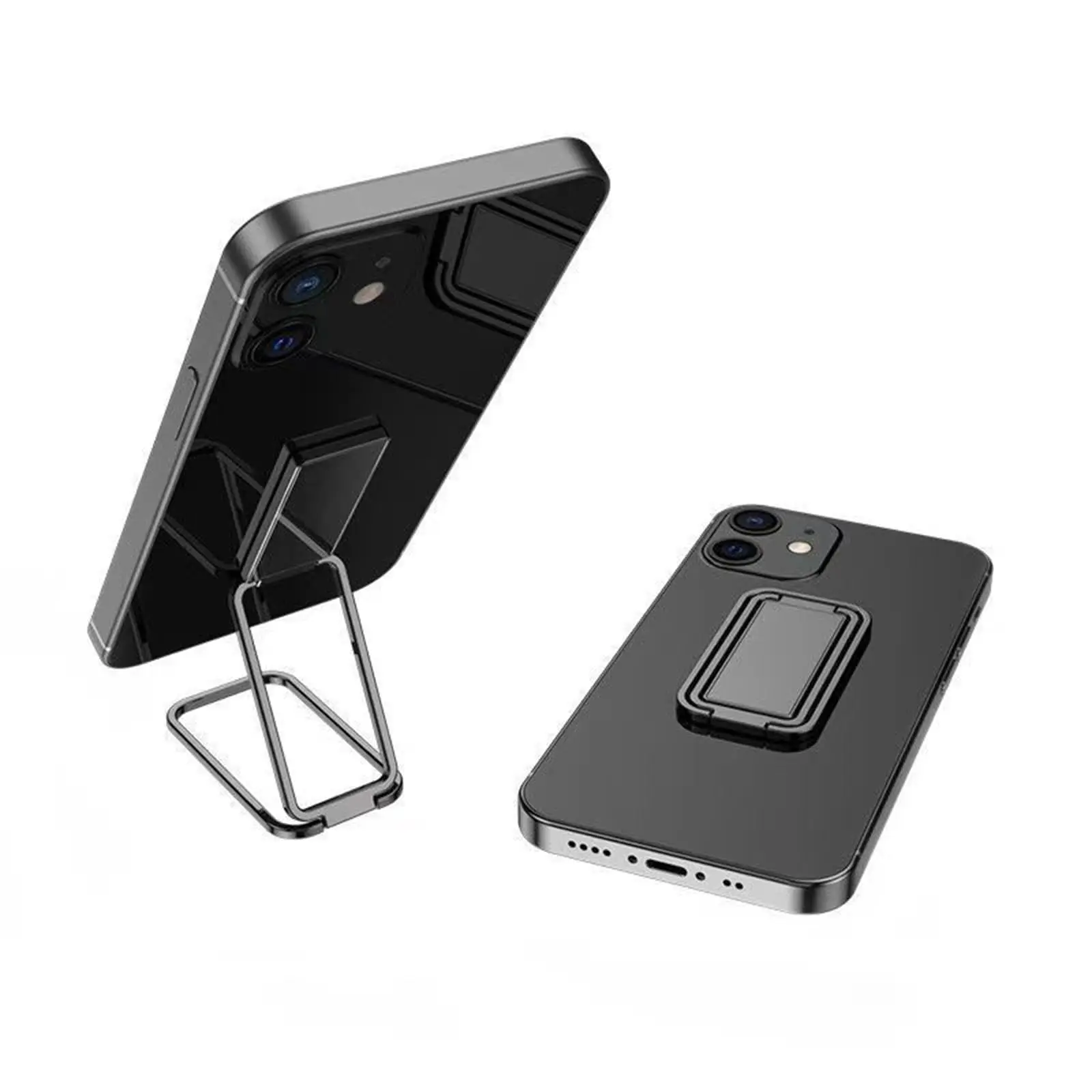 Phone Ring Holder Finger Kickstand，360 ° Rotating Metal Ring Holder for Magnetic Car Mount Foldable Cell Phone Stand Compatible with iPhone iPad Samsung and Most Smartphones (Black) Adjustable Phone Stand