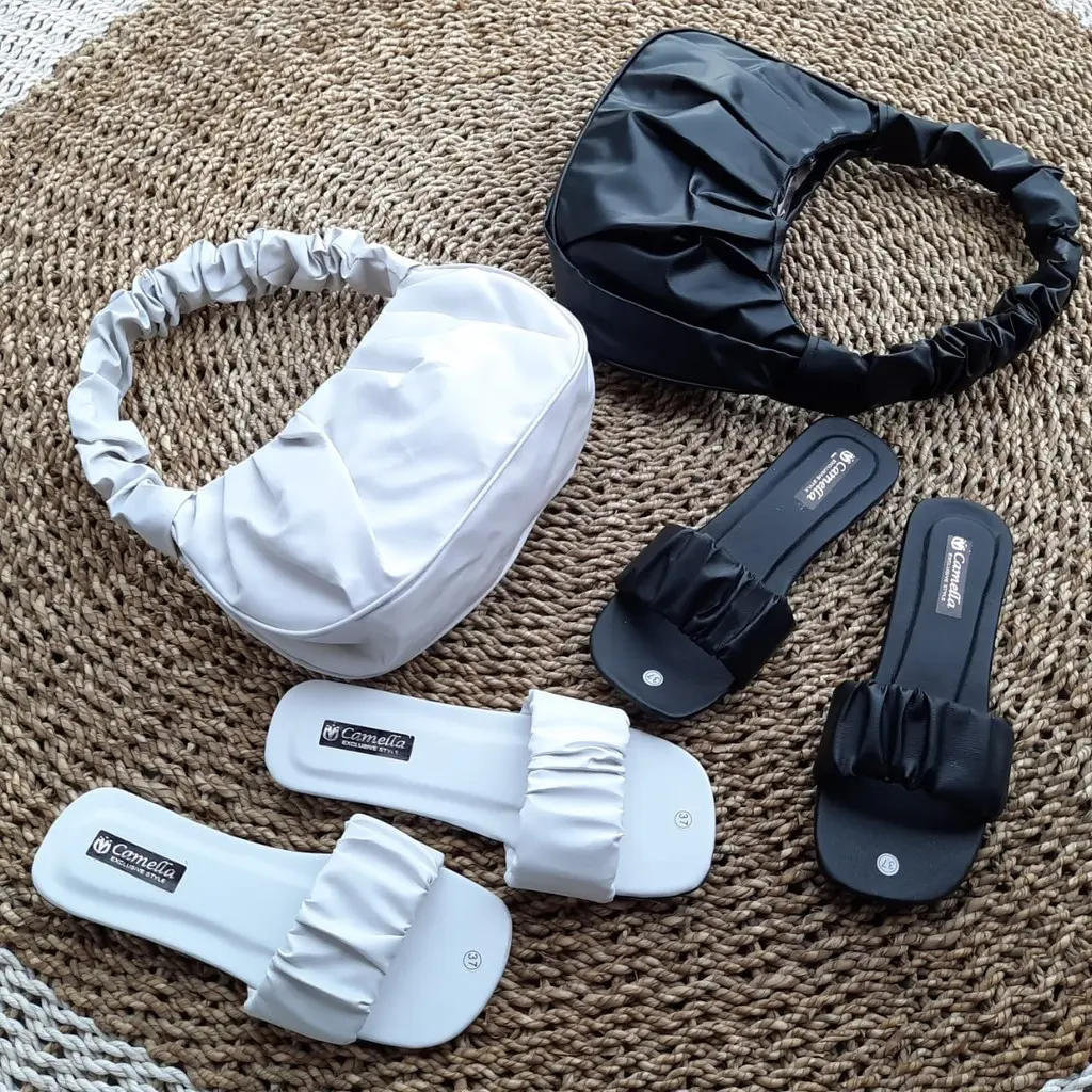 ALIFHA PAKET HEMAT02 SANDAL DAN TAS KERUT wanita