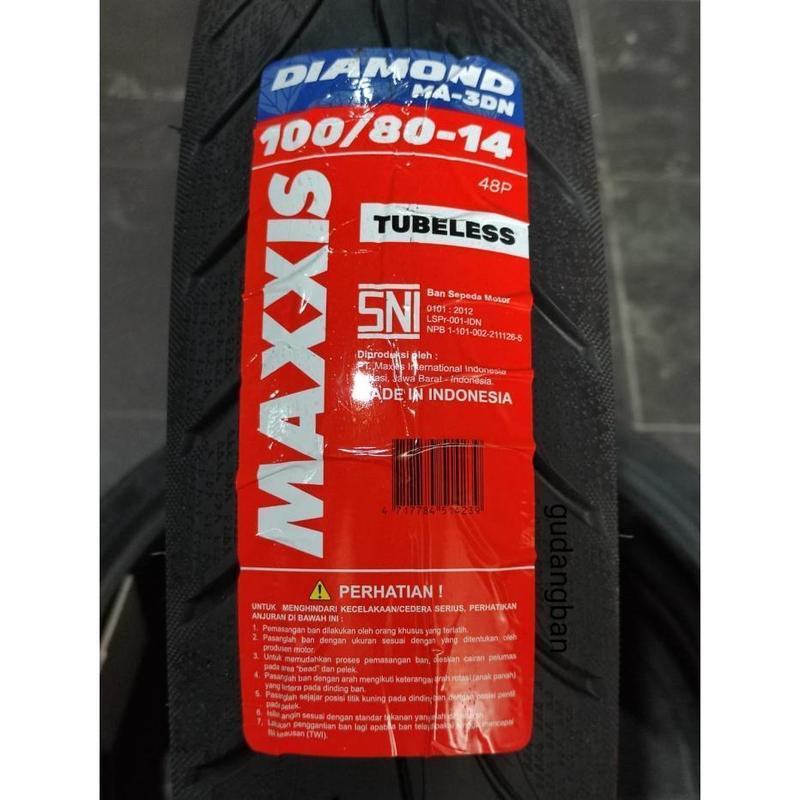 MAXXIS DIAMOND 100 / 80 - 14 MA - 3DN Ban Motor Matic VARIO TUBELESS FREE PENTIL 0
