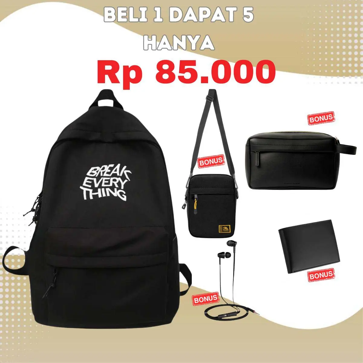 Promo Ceria Beli 1 Tas Ransel Dapat 5 Pcs 85K - Backpack