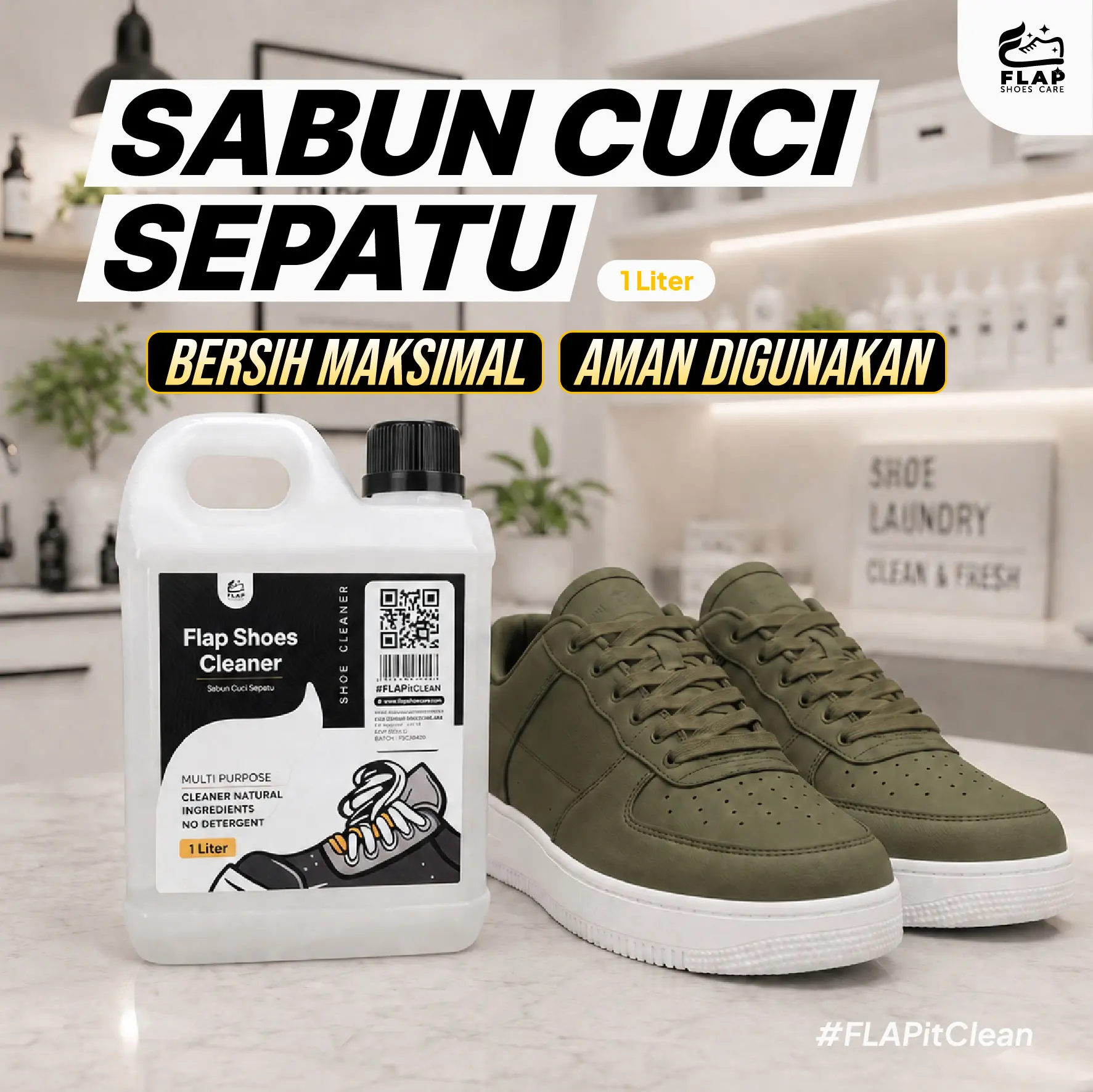 Flap Shoes Care TKPD - Pembersih Sepatu Putih dan Warna Tanpa Air 1 Liter Cleaner Sepatu