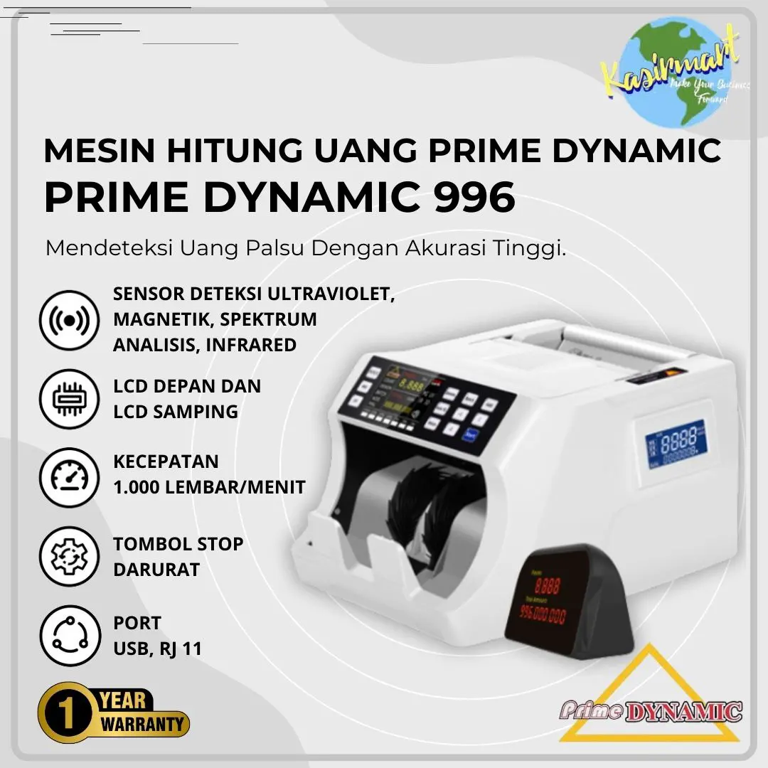 Mesin Penghitung Uang Prime Dynamic 996EV Money Counter 996 EV Hitung Uang Campur Mix Mode MG UV