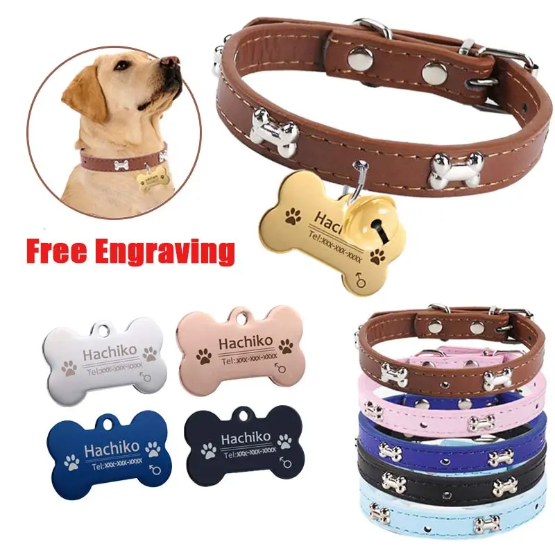 Free Engrave Pet Dog Collar Dog Tags Cat collar Pet ID Collars stainless steel cat tag customized tag Pet Accessories YP6/YP9