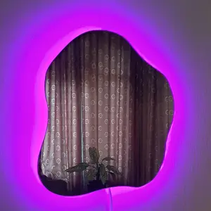 Cermin Dinding Estetik / Aesthetic Mirror LED / Cermin Estetik / Bentuk Alpha - Kalasatis Kaca Kado Lampu