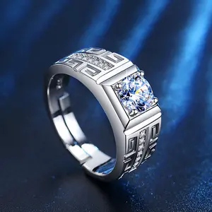 Cincin Silver Ukir Batu Kristal Sintetis Mewah Elegant / Square Ring with Synthetic Rhinestones / Aksesoris Warna Silver Putih Produk Import Batu Sintetis Fashion Style Premium Cowok Cewek Pria Wanita Bisa Pakai Unisex Resizable