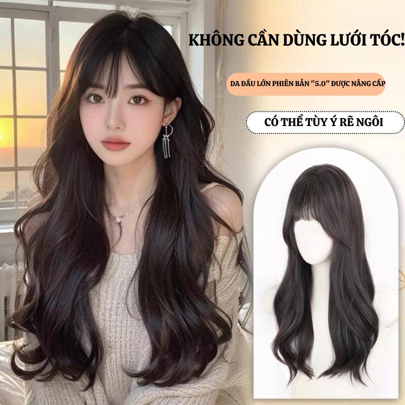 Tóc Giả Đẹp Cho Phụ Nữ Tóc Giả Thẳng Toàn Đầu Chất Lượng Cao Độ Dài 55cm Đế Lưới Hoa Hồng Kẹp BB Titan Tiện Lợi Không Cần Lưới Tóc