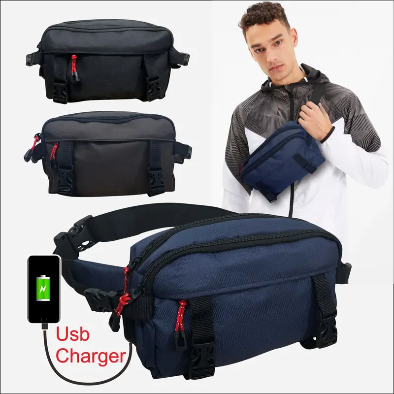 Tas Selempang Pria Kasual Polos Ada Fitur Usb Charger Untuk HP Bisa Dipakai Untuk Tas Sepeda - PG - 8809 1