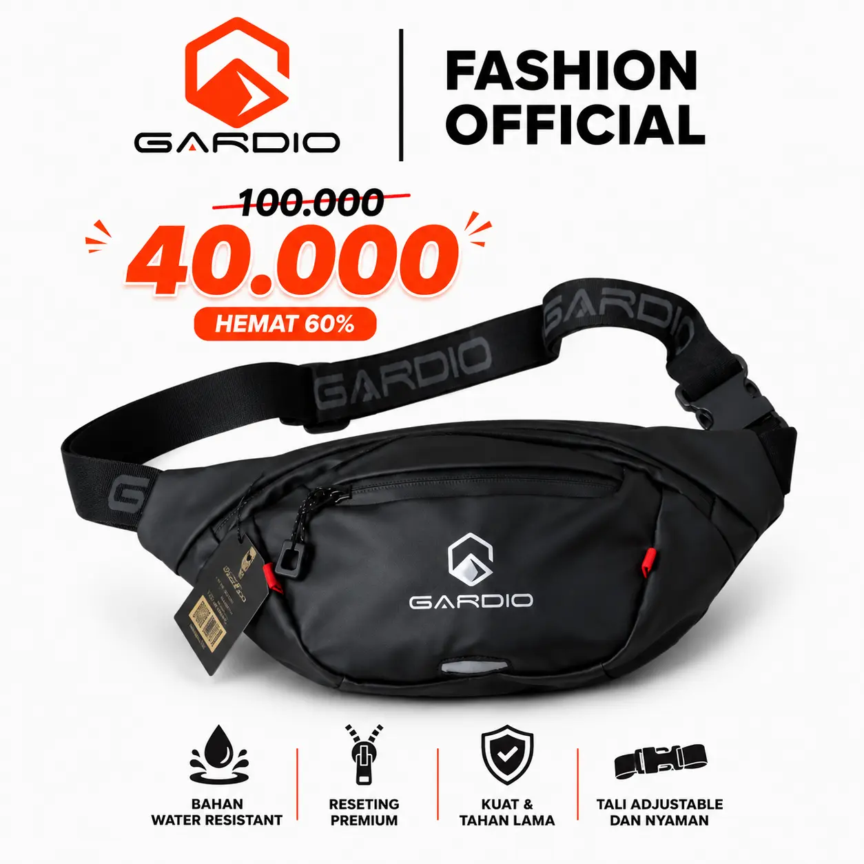 GARDIO SPOTLIGHT Tas Selempang & Waistbag Anti Air untuk Pria dan Wanita Bahan Waterproof Stylish Black Grey Navy Army - Slingbag