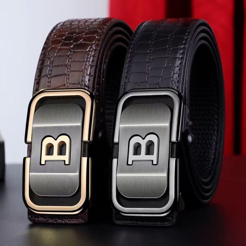 Thắt Lưng Da Họa Tiết Cá Sấu Cho Nam, Lớp Trên Cùng, Da Bò, Khóa Tự Động, Có Thể Đeo Bên Trong, Thắt Lưng Thời Trang Và Đa Năng, Thắt Lưng Quần Trung Niên Và Trẻ Trung Đơn Giản, C-1100 Hoa Voan