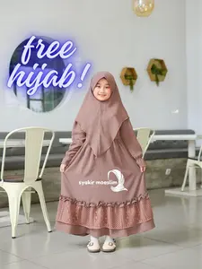 ZOEYA DRESS (HARGA SATUAN ) couple ibu anak free hijab Terbaru 2024 Viral gamis crinkle airflow gamis manasik haji A06