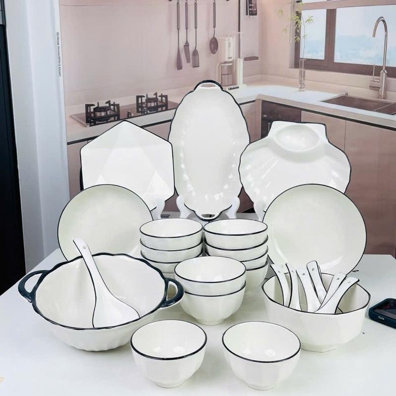 Tễu gạo cerramix--Sét bộ đồ ăn xoắn đĩa kiểu mới 30 chi tiết