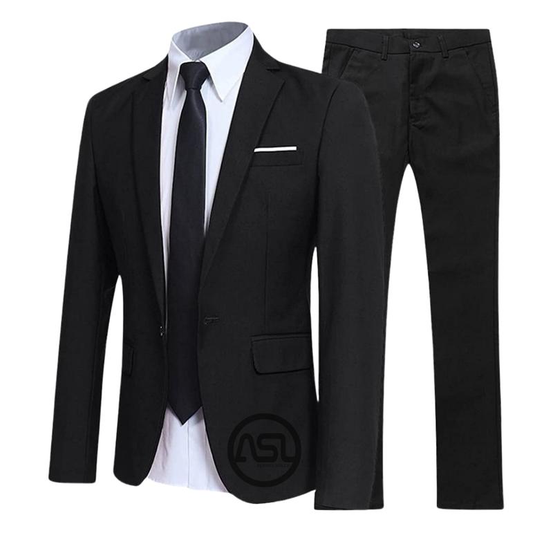 Setelan Jas Pria Formal Slimfit Premium Elegan Stelan Blazer Cowok Hitam Korean Style Casual 0
