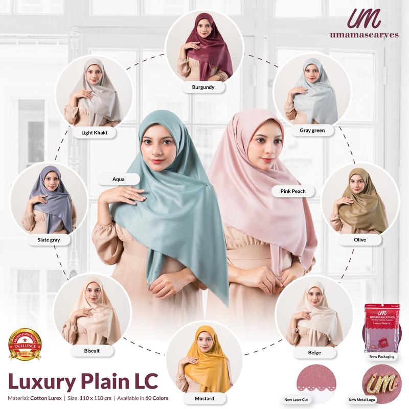 Luxury Plain lc Hijab Umama Scraf Jilbab Segi Empat Voal Tyspan Lasercut Kerudung 8