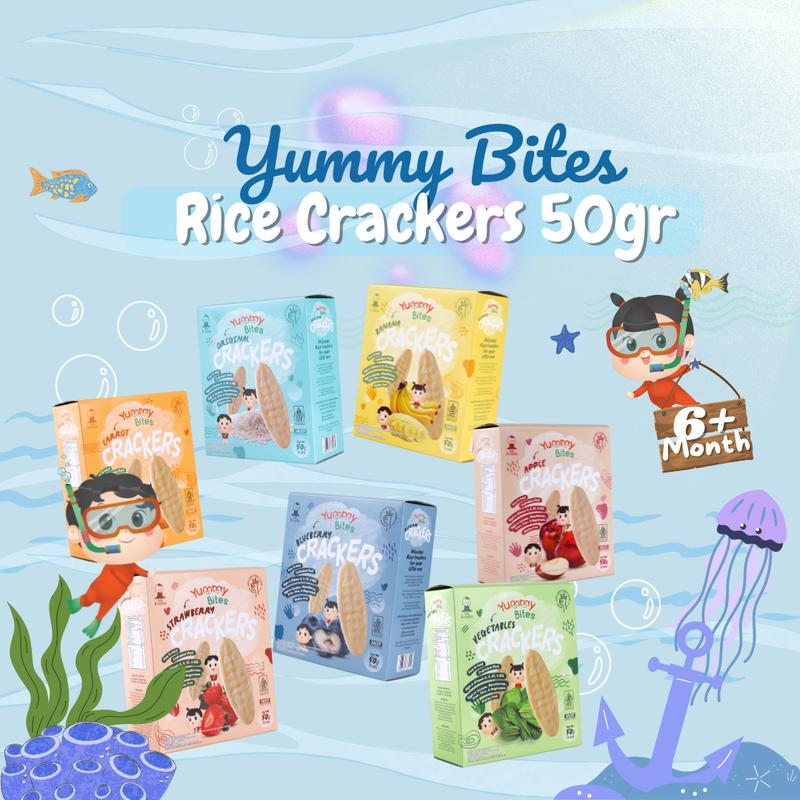 Yummy Bites Rice Crackers 50gr I BabyPausShop I Camilan Bayi Sehat - Camilan Anak Anak Kids 1