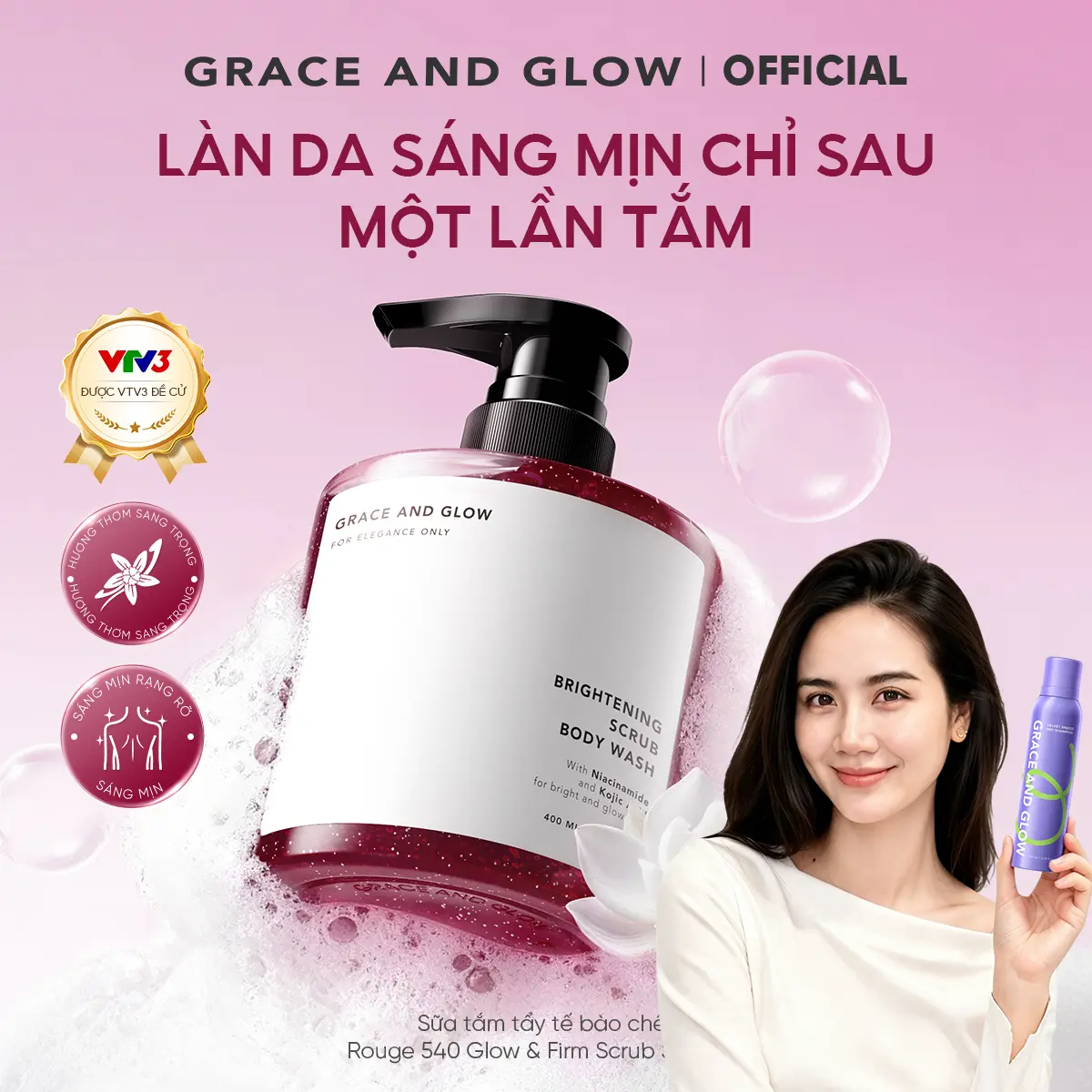 Sữa tắm tẩy tế bào chết Black Opium Scrub Grace and Glow Body Wash phiên bản mới
