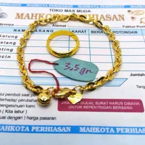 MAHKOTA PERHIASAN TERLARIS Set Perhiasan Gelang & Cincin Polos Elegan dan Sederhana
