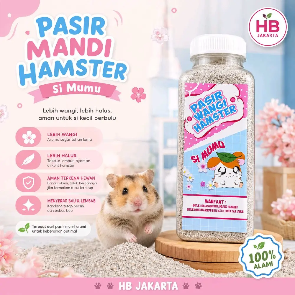 HB Jakarta Pasir Mandi Hamster Si Mumu Wangi Alami Murah Lebih Wangi dan Halus Aman untuk Hewan Peliharaan