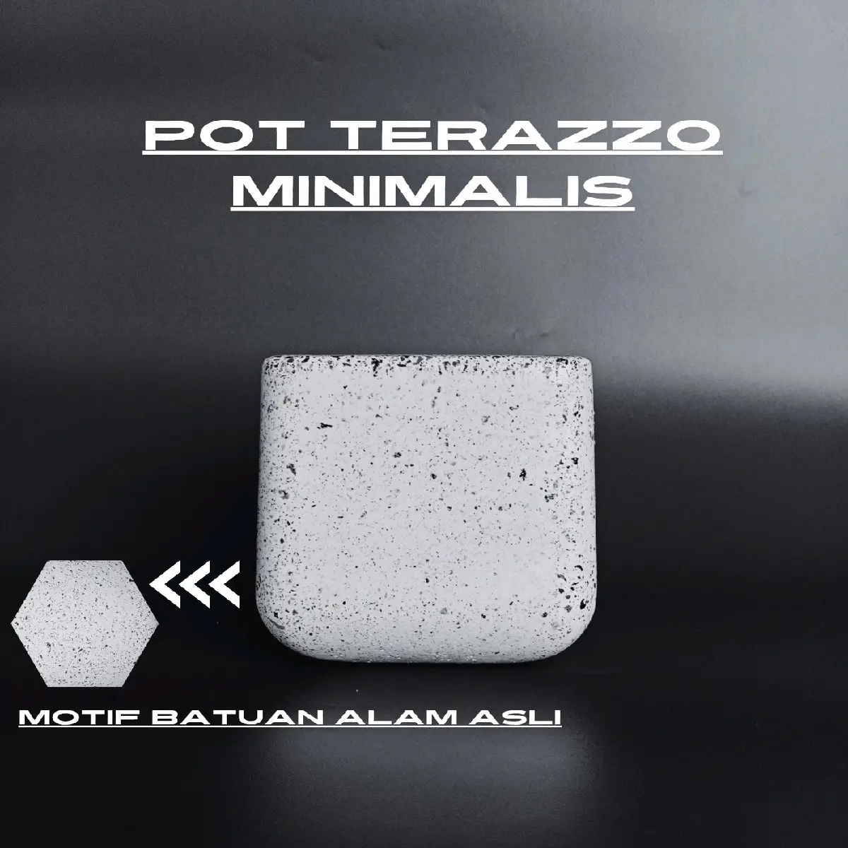 Pot bunga putih minimalis indoor dekorasi hiasan batu alam kotak segiempat