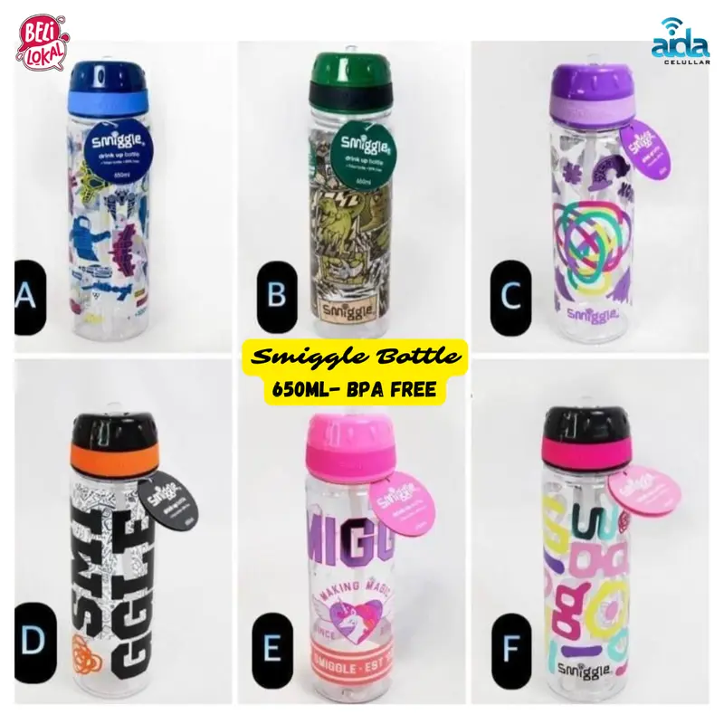 Drink Up Bottle Smiggle Botol Minum Anak Perempuan Laki-laki 650ml Terbaru Water Straw Bottles Kitchenware botol minum karakter Tahan Bocor Blue Water Bottles Sekolah 0