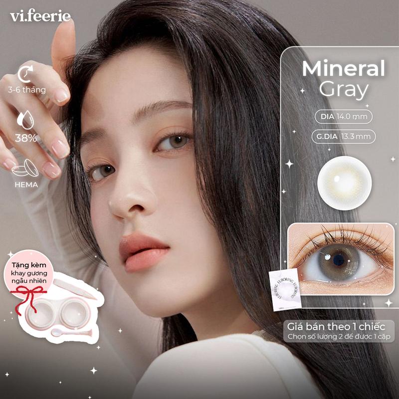 I-DOL Kính áp tròng xám trong ánh nâu 6 tháng Euroring Mineral Gray Lens @VF Lens